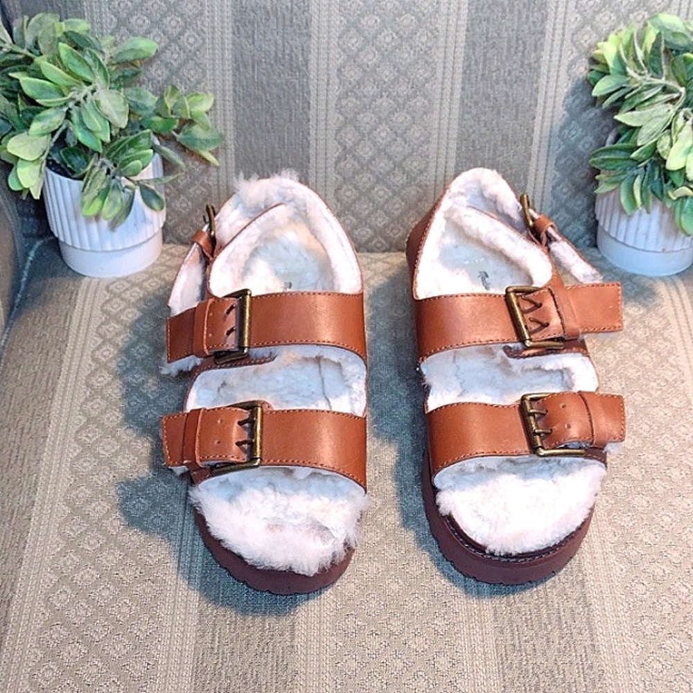 Madewell Shearling Lined Buckle Sandals